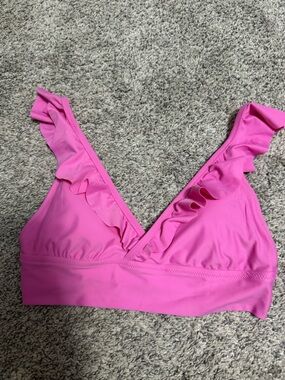 Aerie Pink Ruffle Bikini Top size small